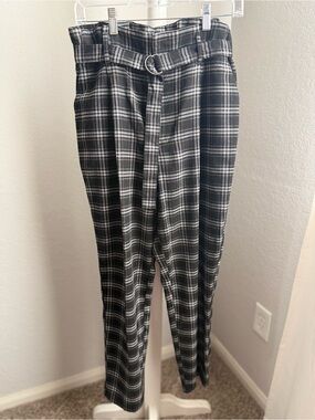 Hollister Black & White Plaid Ultra High Rise Pants